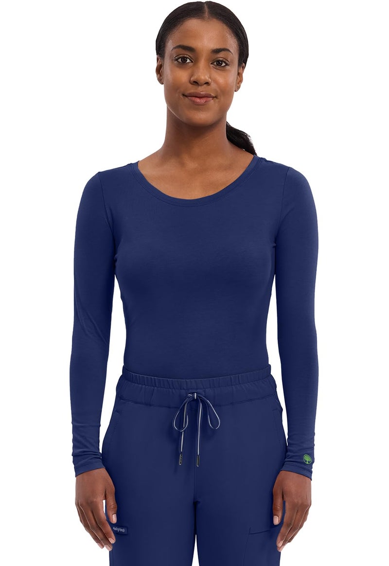 Healing Hands Women's Underscrub Soft Knit Melissa Longsleeve Scrub Tee with Breathable & Easy Care Fabric 5047, S, Navy - Image 1